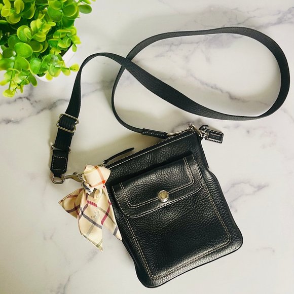 Coach Handbags - Coach Small Black Crossbody with Adorable Silk Bow